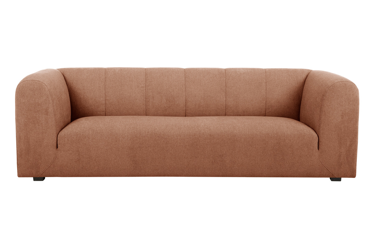 Canap design en tissu effet velours terre brle 3-4 places OLIVEIRO