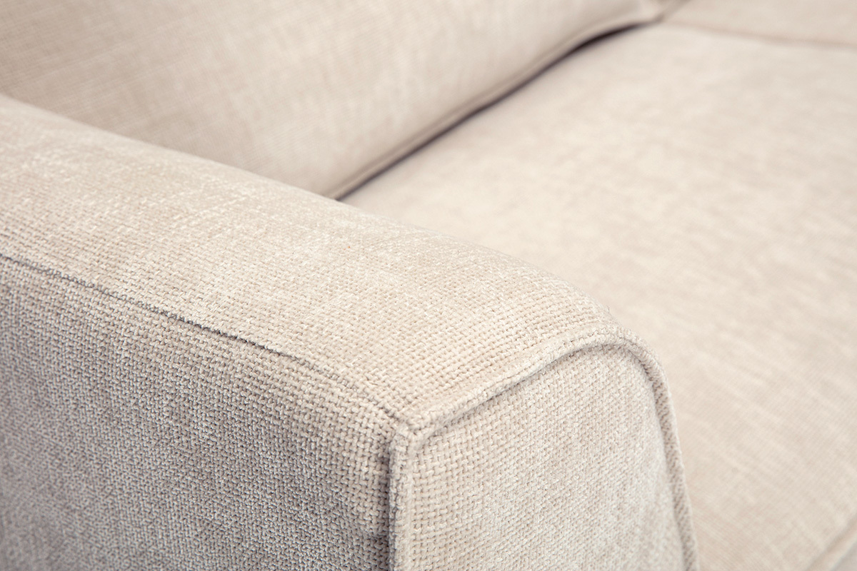 Canap� design en tissu effet velours textur� beige 3 places GRAMMY