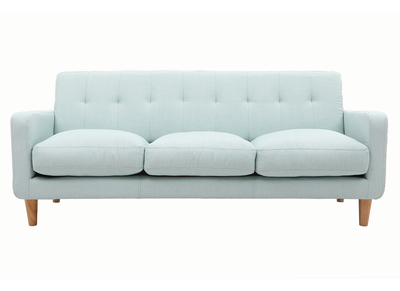 Canap&eacute; design scandinave tissu bleu lagon 3 places LUNA