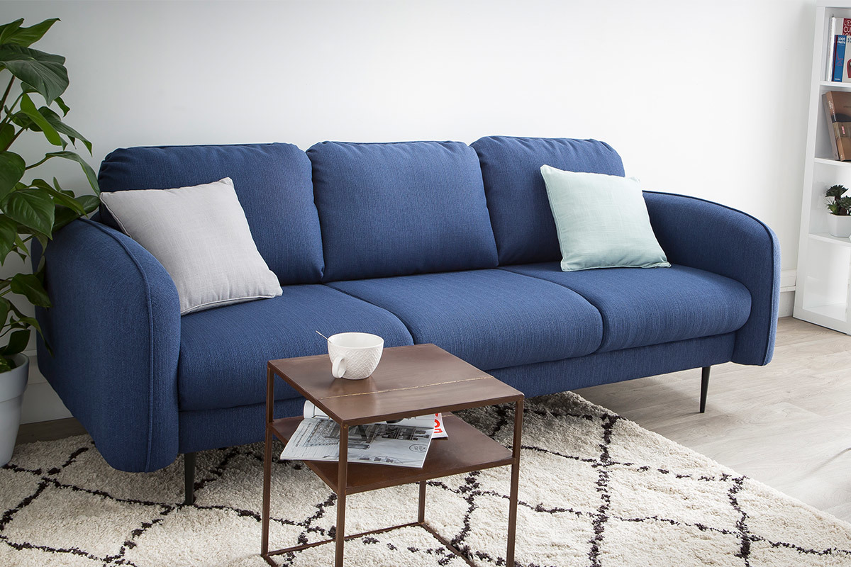 Canap� design tissu bleu fonc� 3 places SIDI