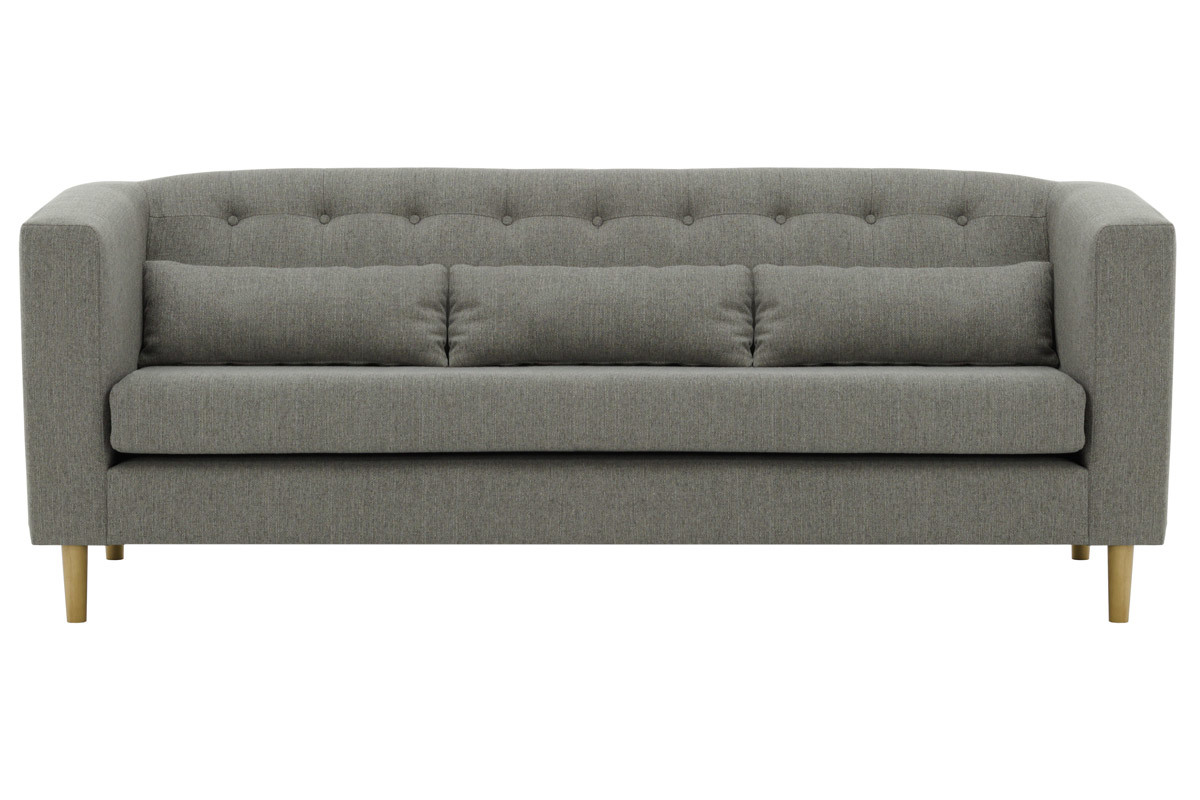 Canap� design tissu gris clair 3 places FRANN