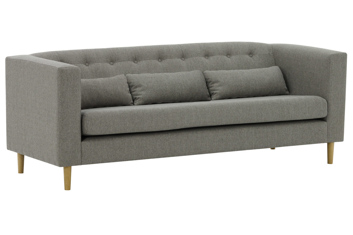 Canap� design tissu gris clair 3 places FRANN