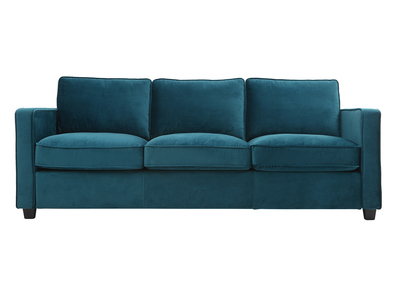 Canapé design velours bleu pétrole 3 places BROOKLYN - Canapé design velours bleu pétrole 3 places BROOKLYN