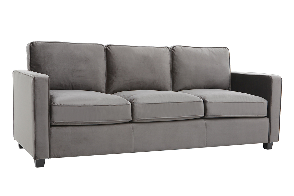 Canap� design velours gris fonc� 3 places BROOKLYN