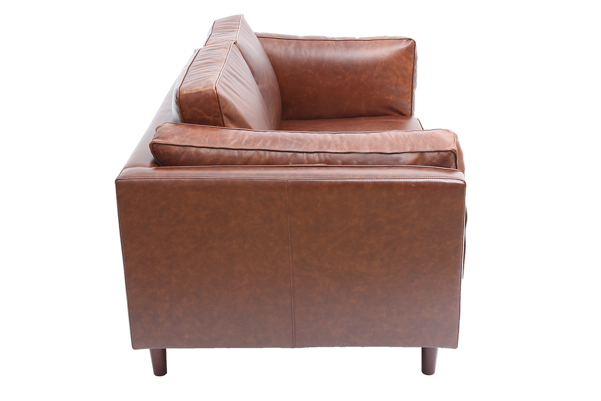 Canap� en cuir vintage 2 places marron CURTIS - cuir de vache