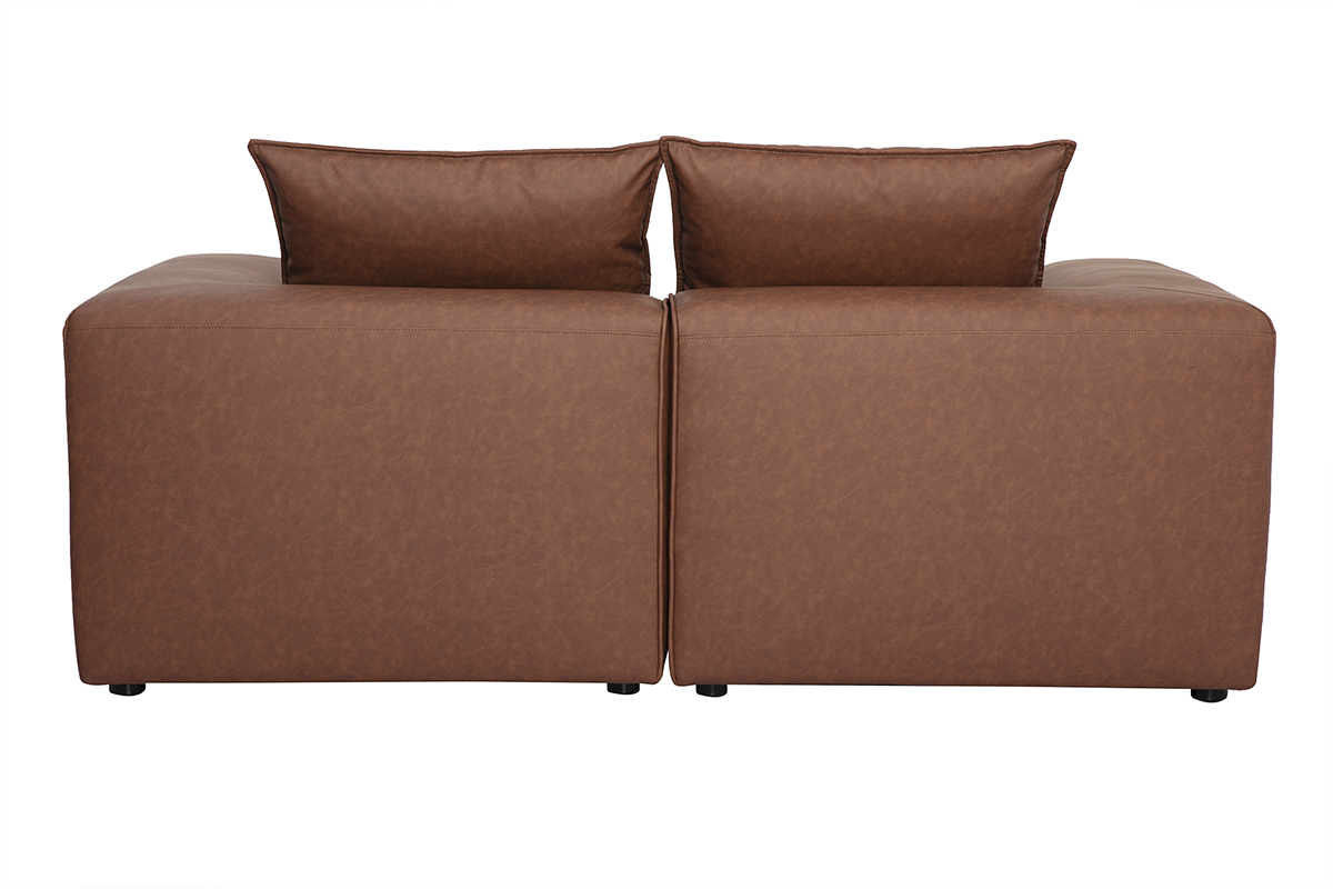 Canap� modulable 2 places en cuir marron FERGUS