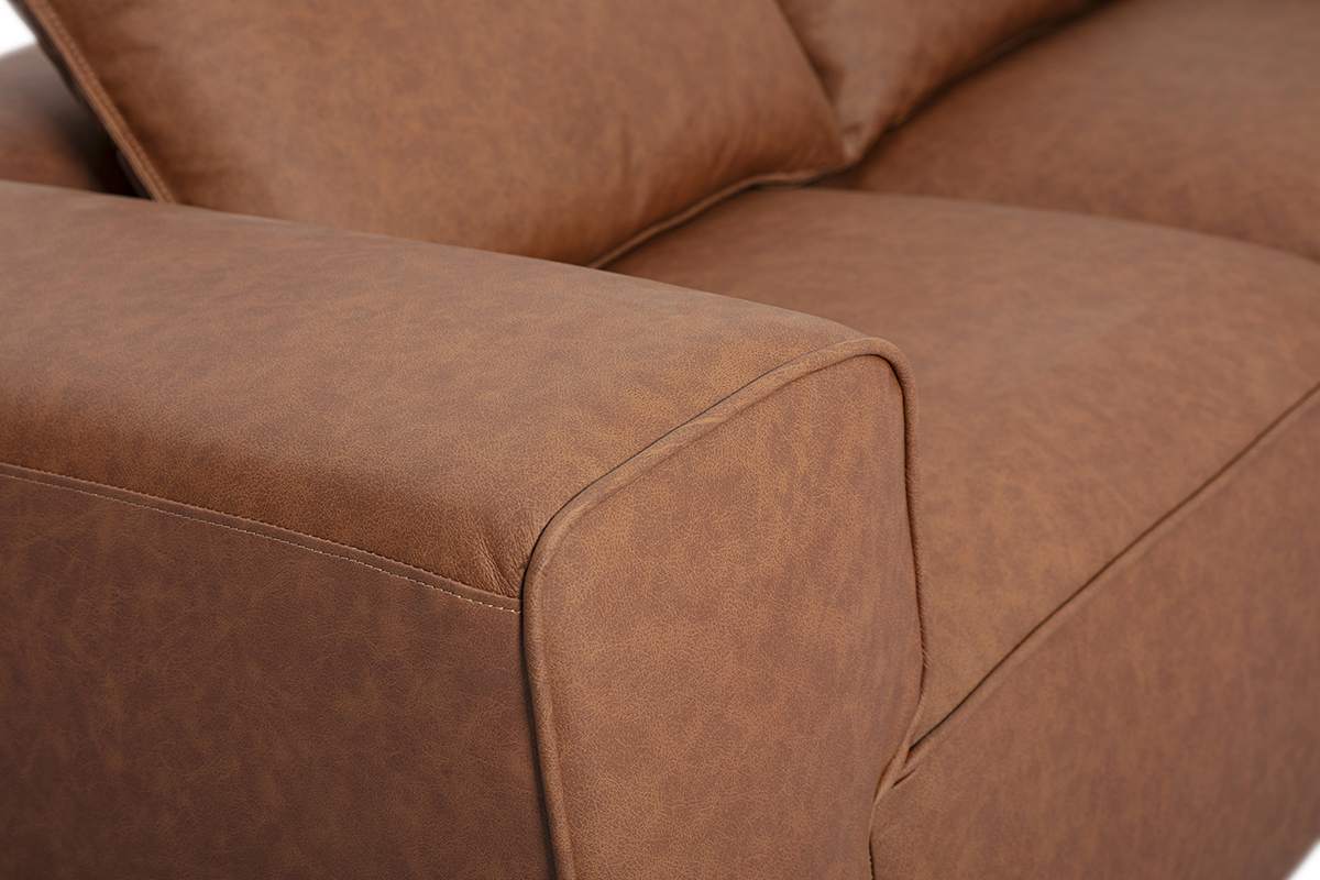 Canap� modulable 2 places en cuir marron FERGUS