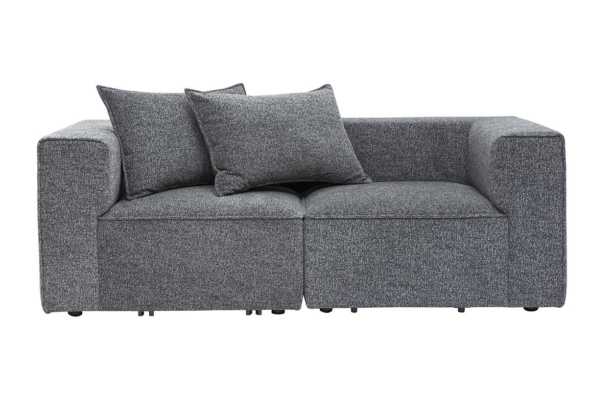 Canap modulable 2 places en tissu chin gris fonc KERRY