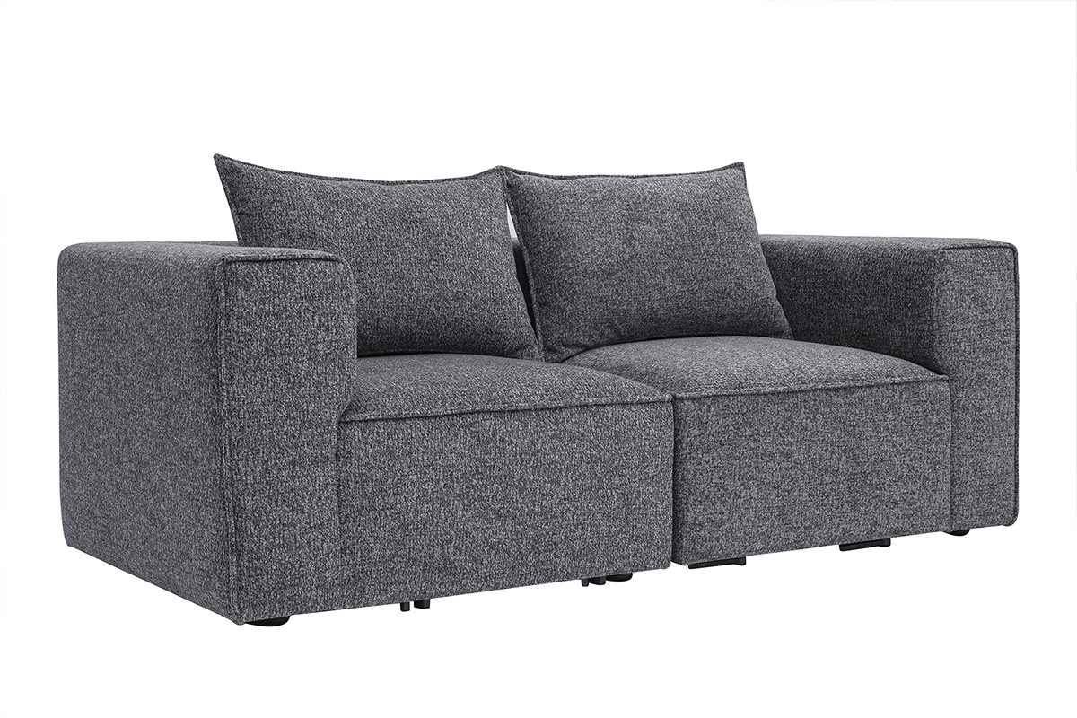 Canap modulable 2 places en tissu chin gris fonc KERRY