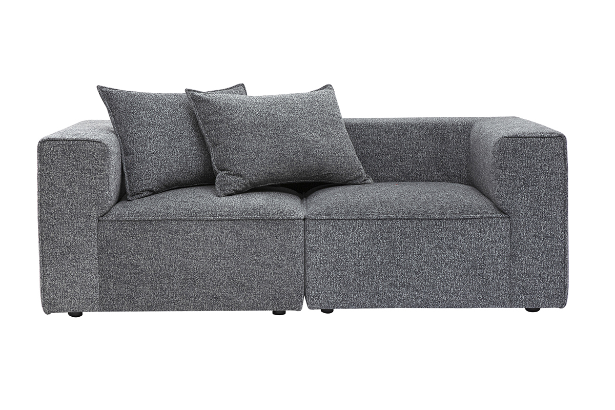 Canap modulable 2 places en tissu chin gris fonc KERRY