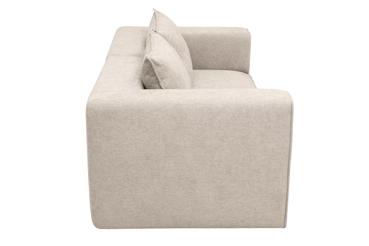 Canap� modulable 2 places en tissu effet velours textur� beige KERRY