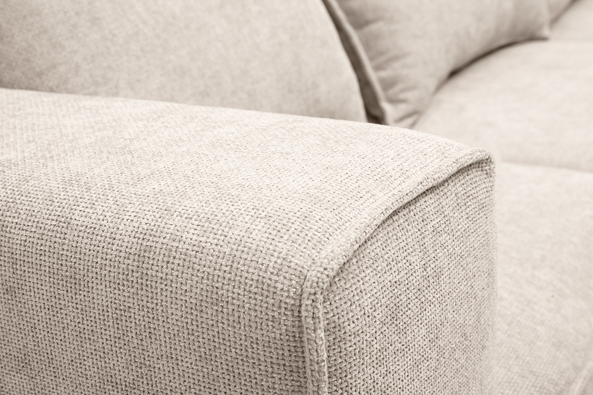 Canap� modulable 2 places en tissu effet velours textur� beige KERRY