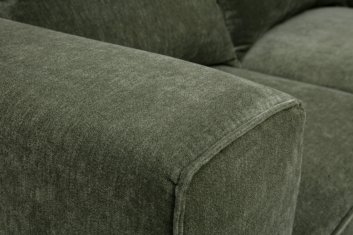 Canap� modulable 2 places en tissu effet velours vert kaki KERRY