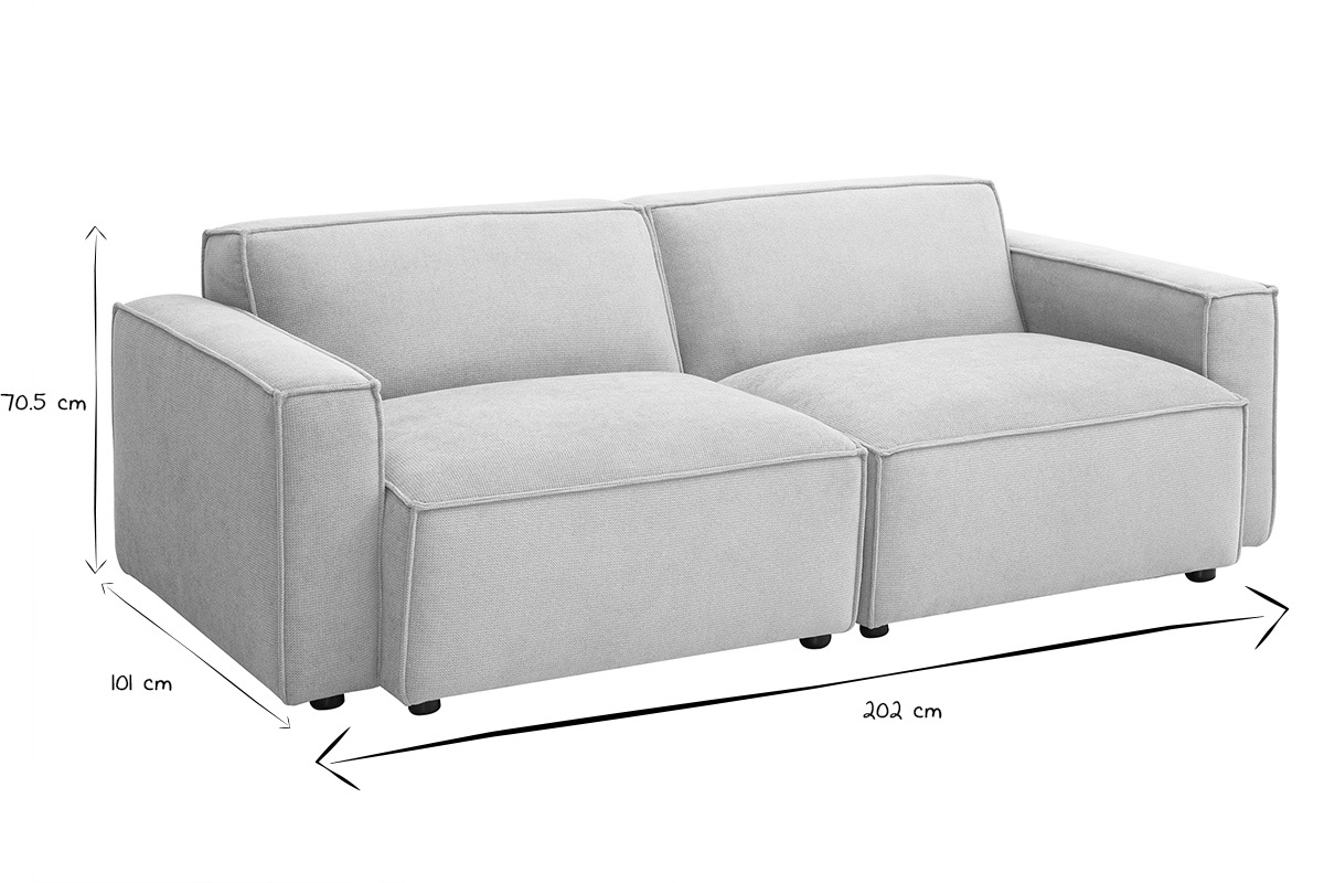 Canap modulable 3 places en tissu effet velours textur beige SPLIT