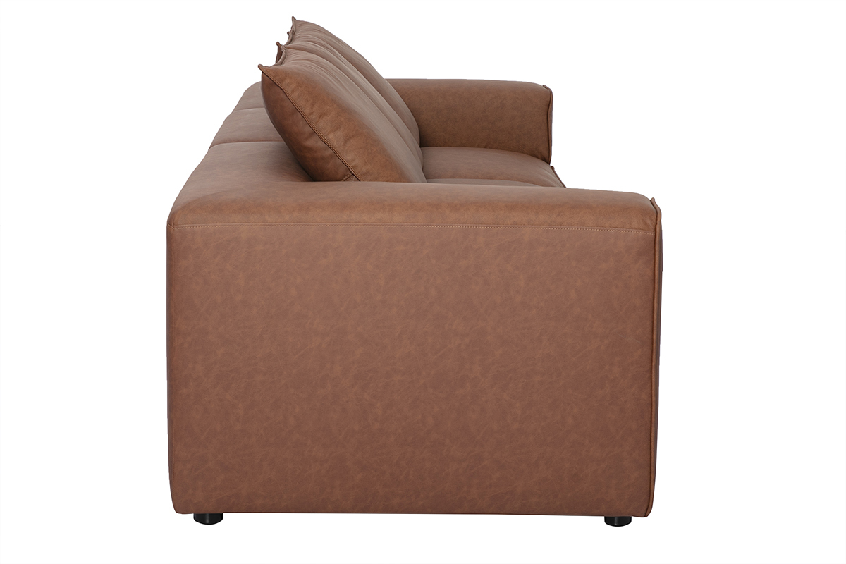 Canap� modulable 4 places en cuir marron FERGUS