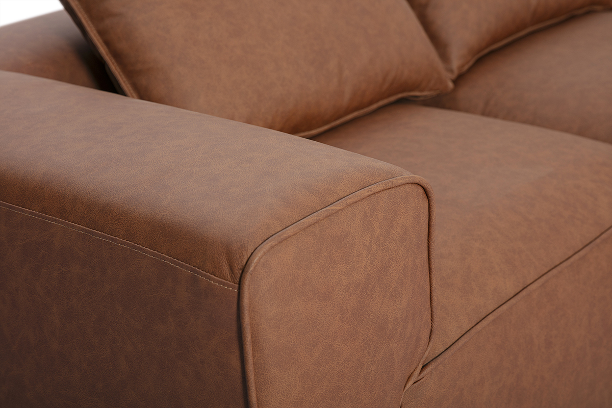 Canap� modulable 4 places en cuir marron FERGUS