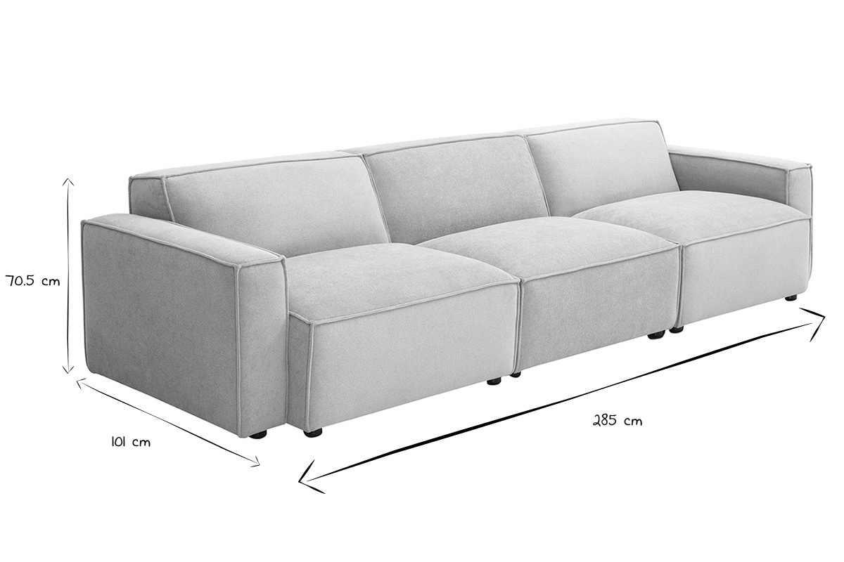Canap modulable 4 places en tissu effet velours textur beige SPLIT