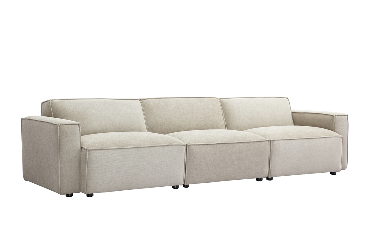 Canap modulable 4 places en tissu effet velours textur beige SPLIT