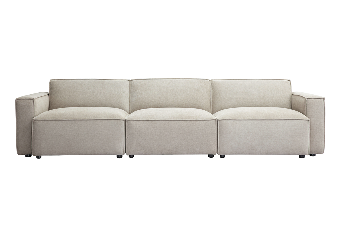Canap modulable 4 places en tissu effet velours textur beige SPLIT