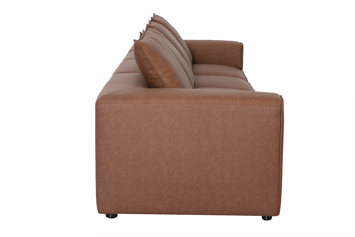 Canap� modulable 5 places en cuir marron FERGUS