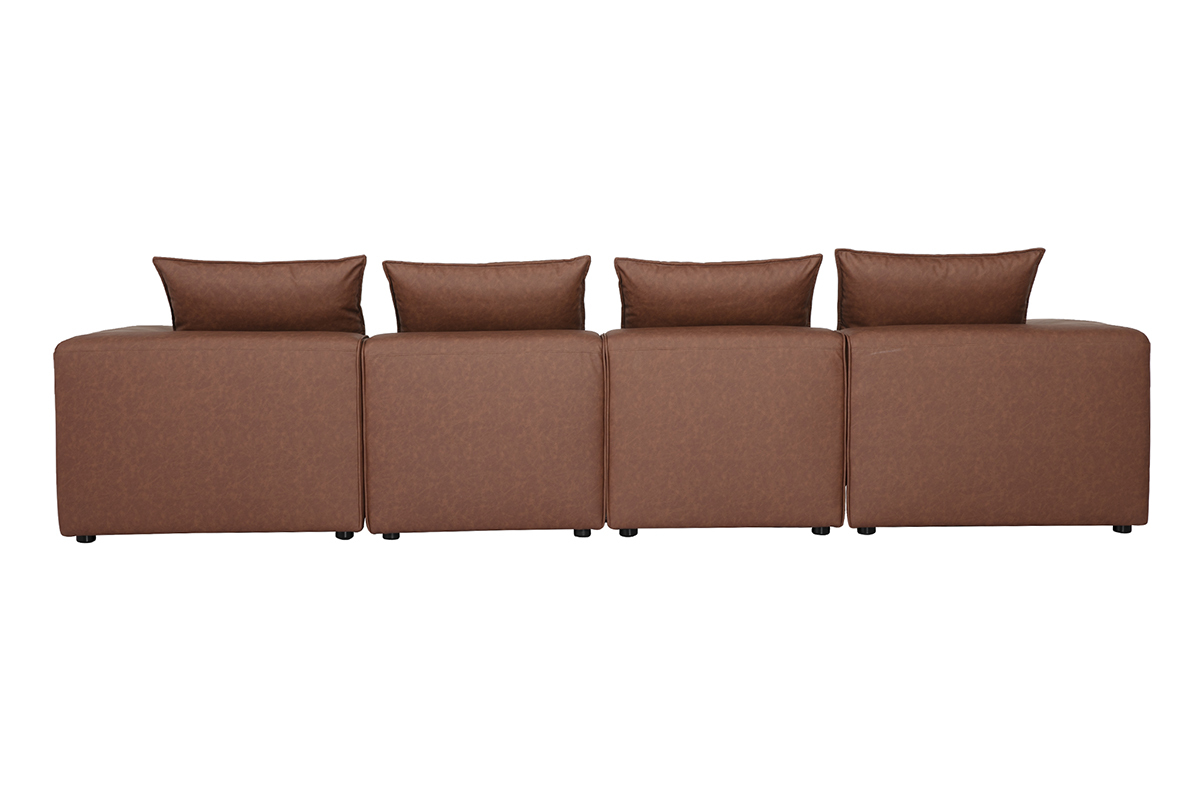 Canap� modulable 5 places en cuir marron FERGUS