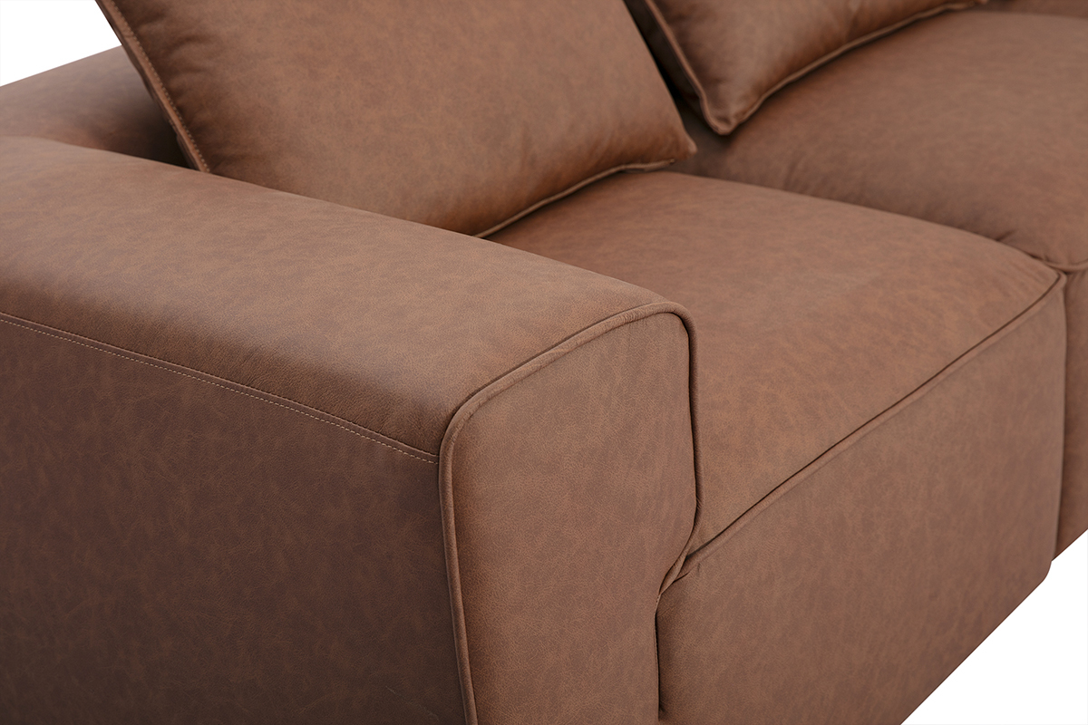 Canap� modulable 5 places en cuir marron FERGUS