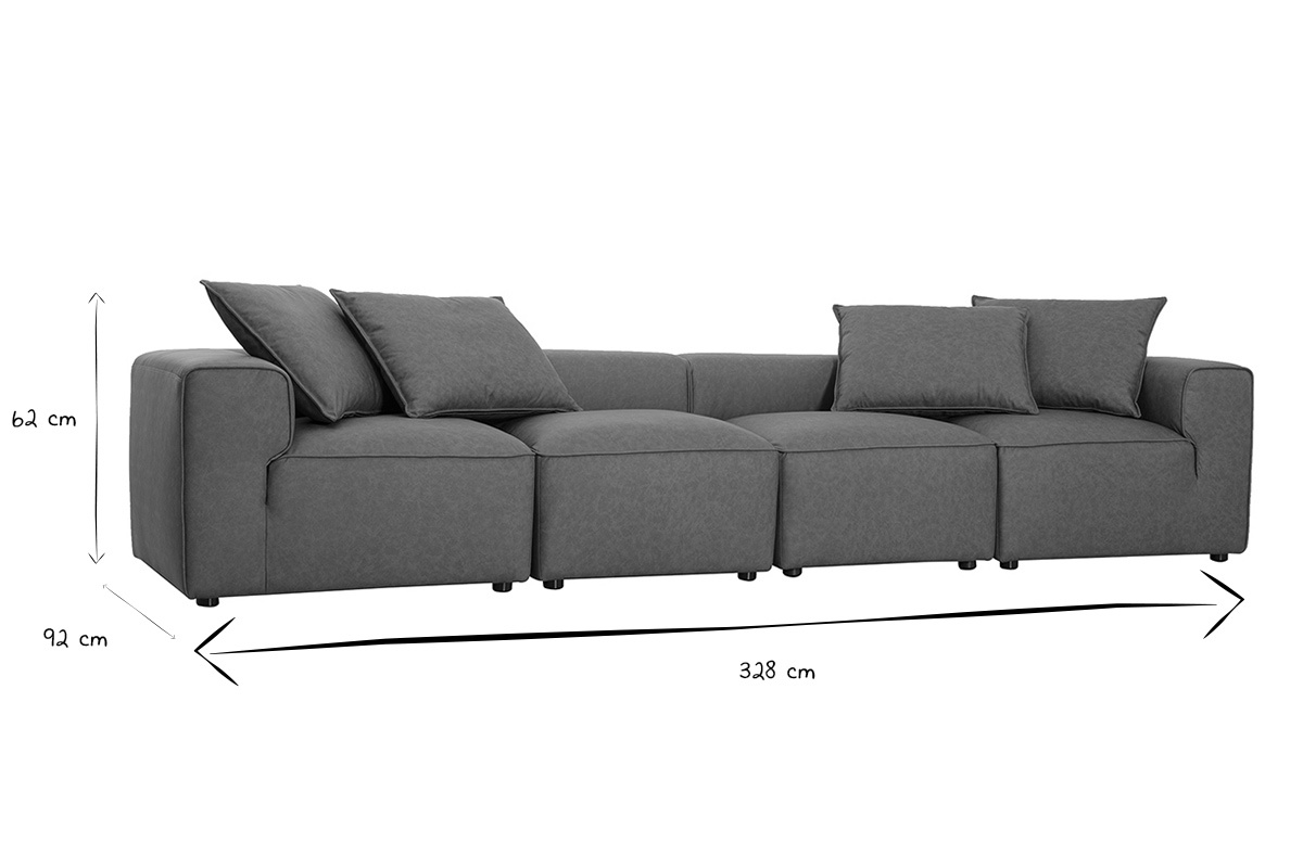 Canap� modulable 5 places en cuir marron FERGUS
