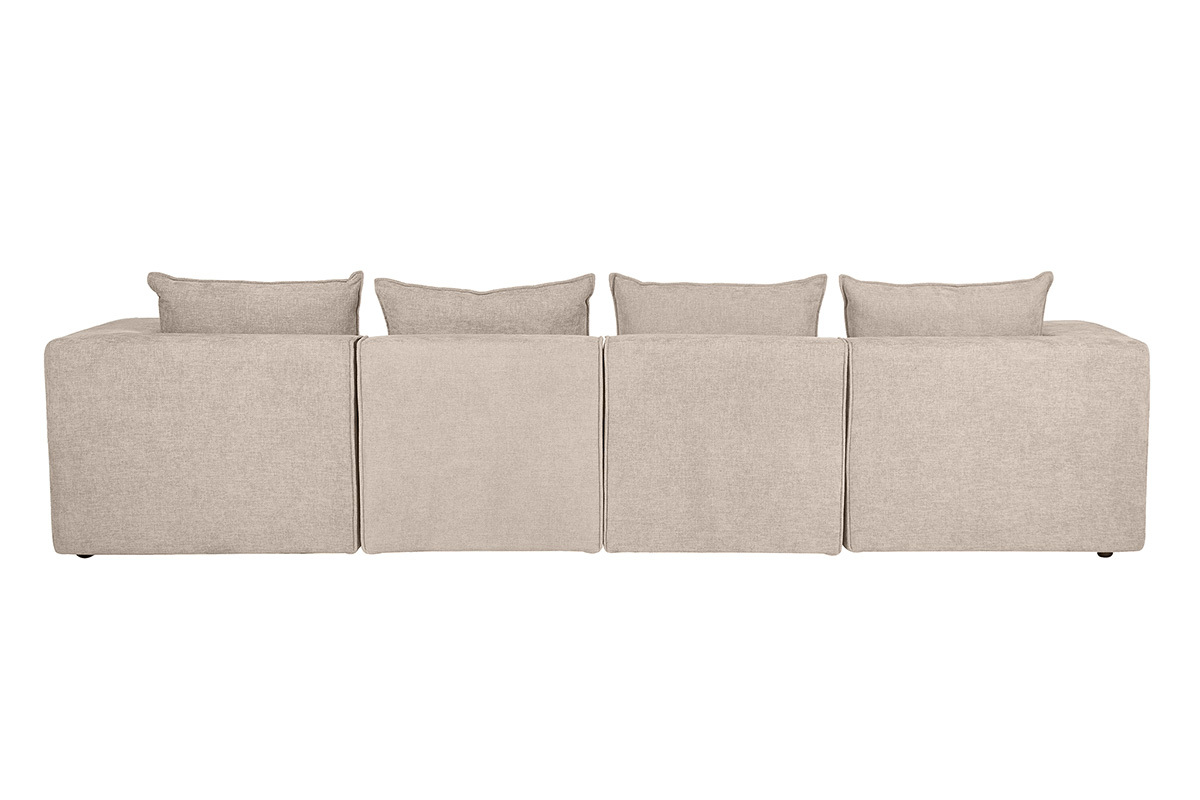 Canap� modulable 5 places en tissu effet velours textur� beige KERRY