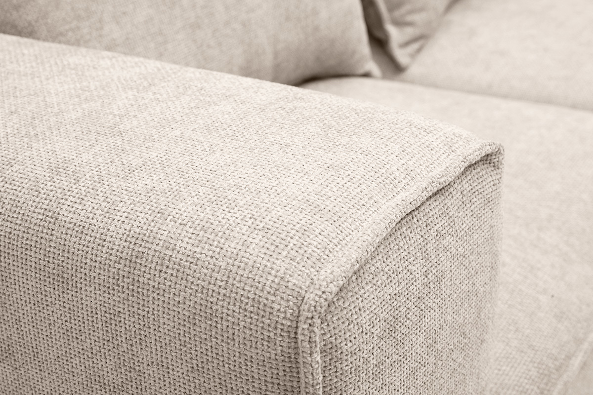 Canap� modulable 5 places en tissu effet velours textur� beige KERRY