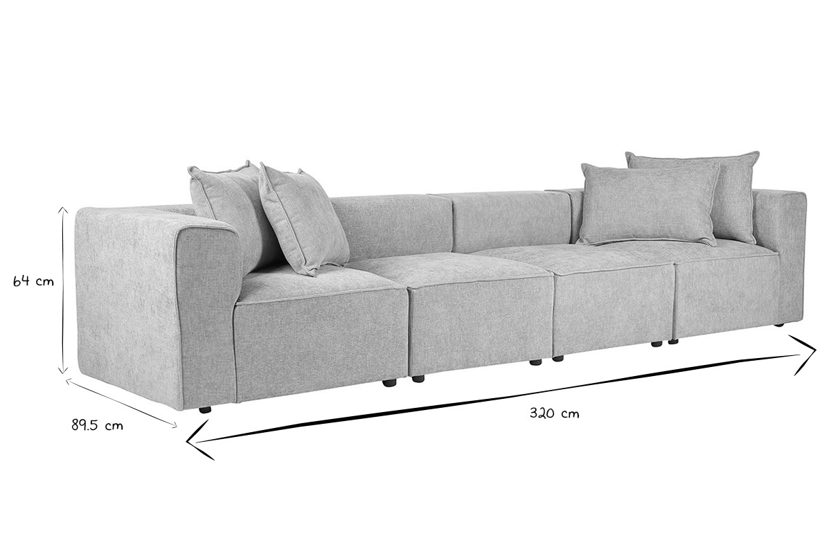 Canap� modulable 5 places en tissu effet velours textur� beige KERRY