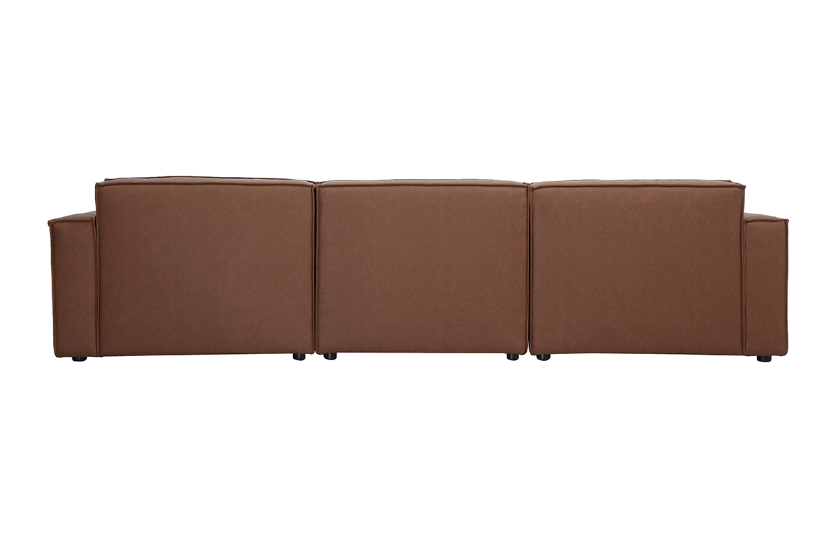 Canap modulable vintage 4 places en cuir marron SPLIT
