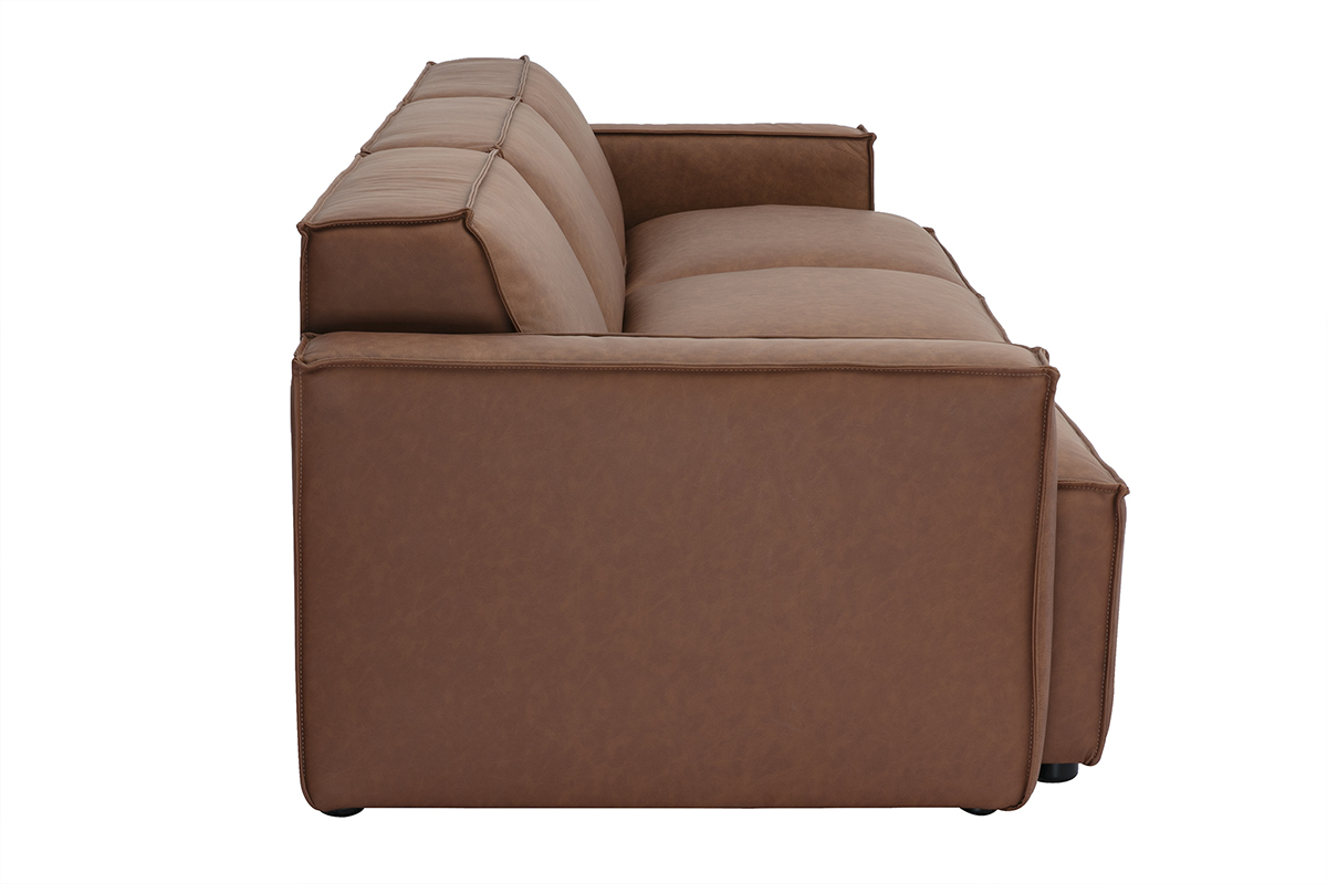 Canap modulable vintage 4 places en cuir marron SPLIT