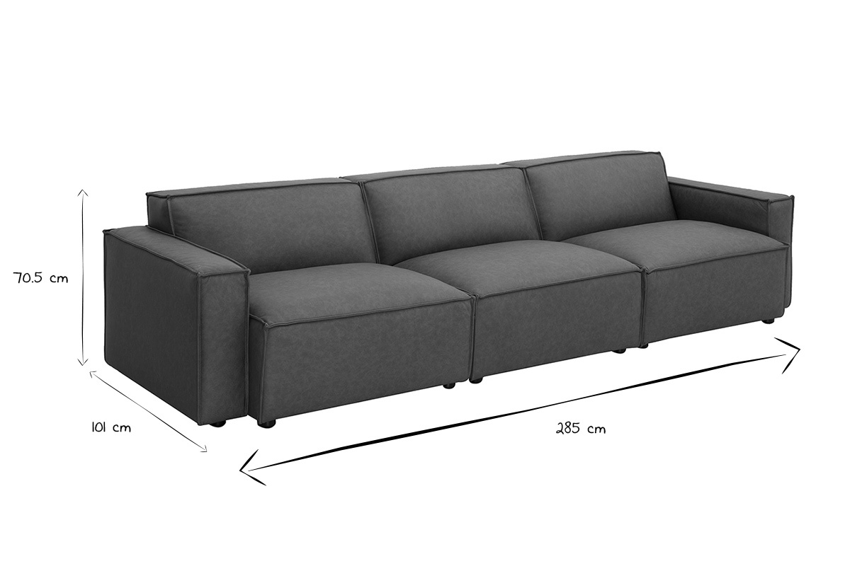 Canap modulable vintage 4 places en cuir marron SPLIT