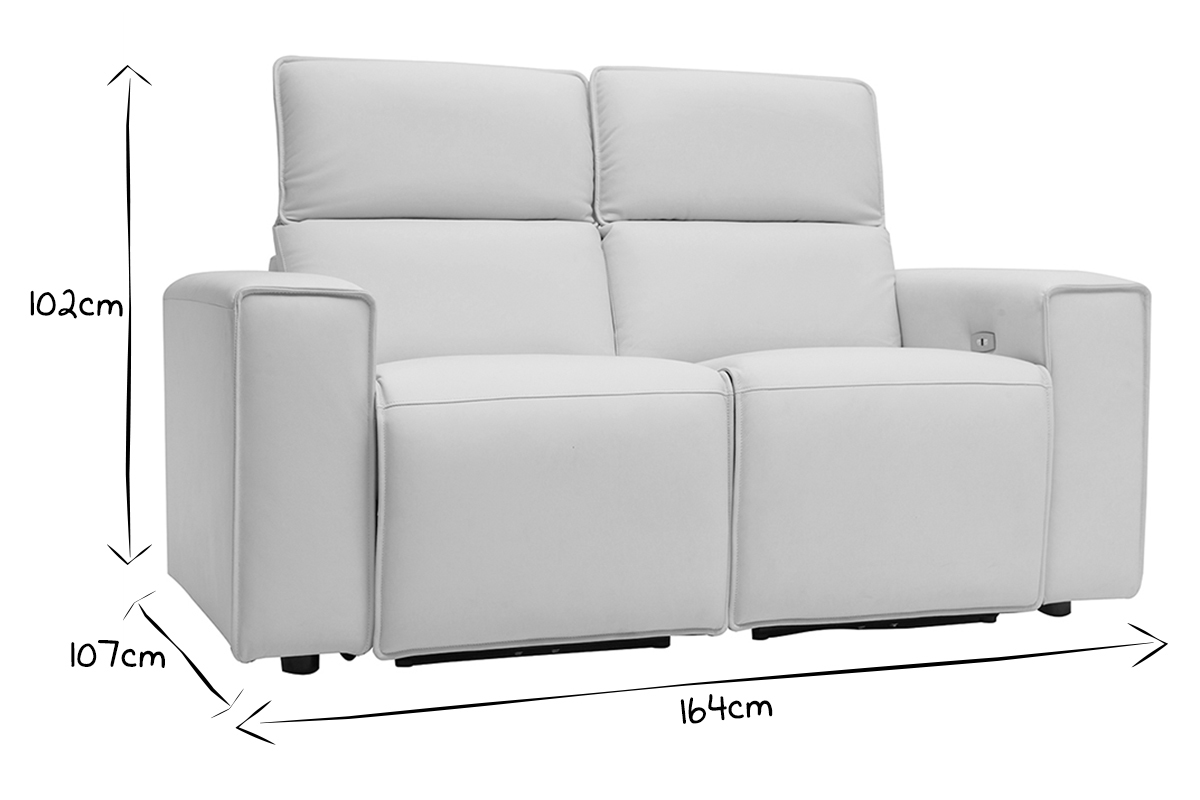 Canap� relax �lectrique en cuir blanc cass� avec t�ti�res ajustables RUIZ - cuir de vache