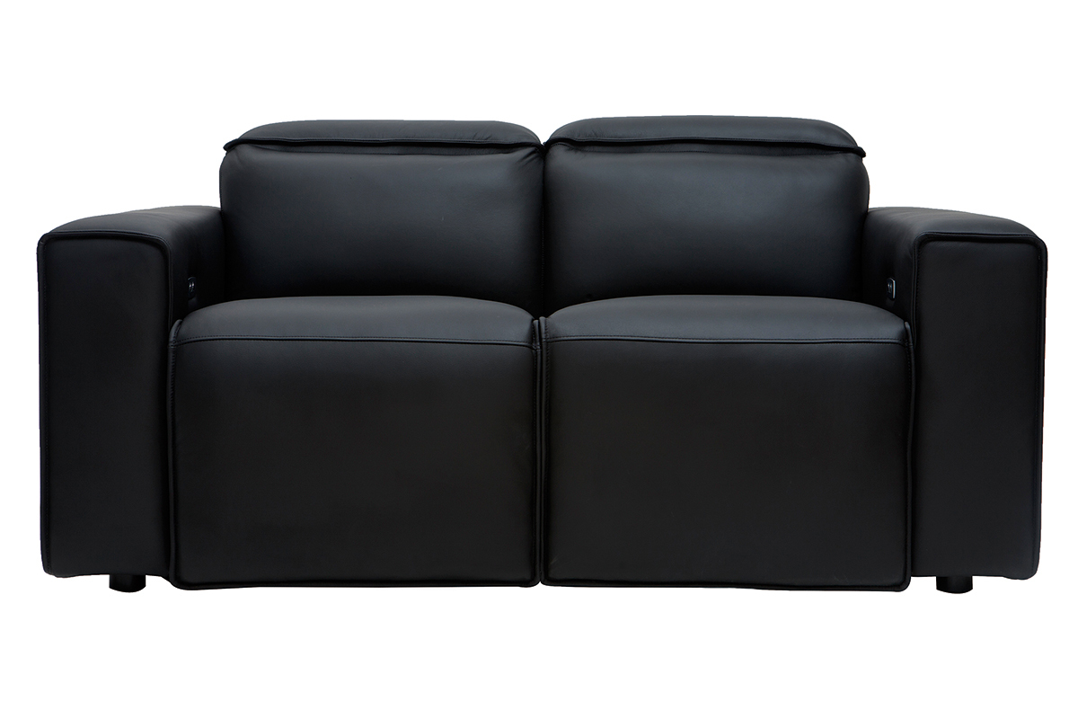 Canap� relax �lectrique en cuir noir avec t�ti�res ajustables RUIZ - cuir de vache