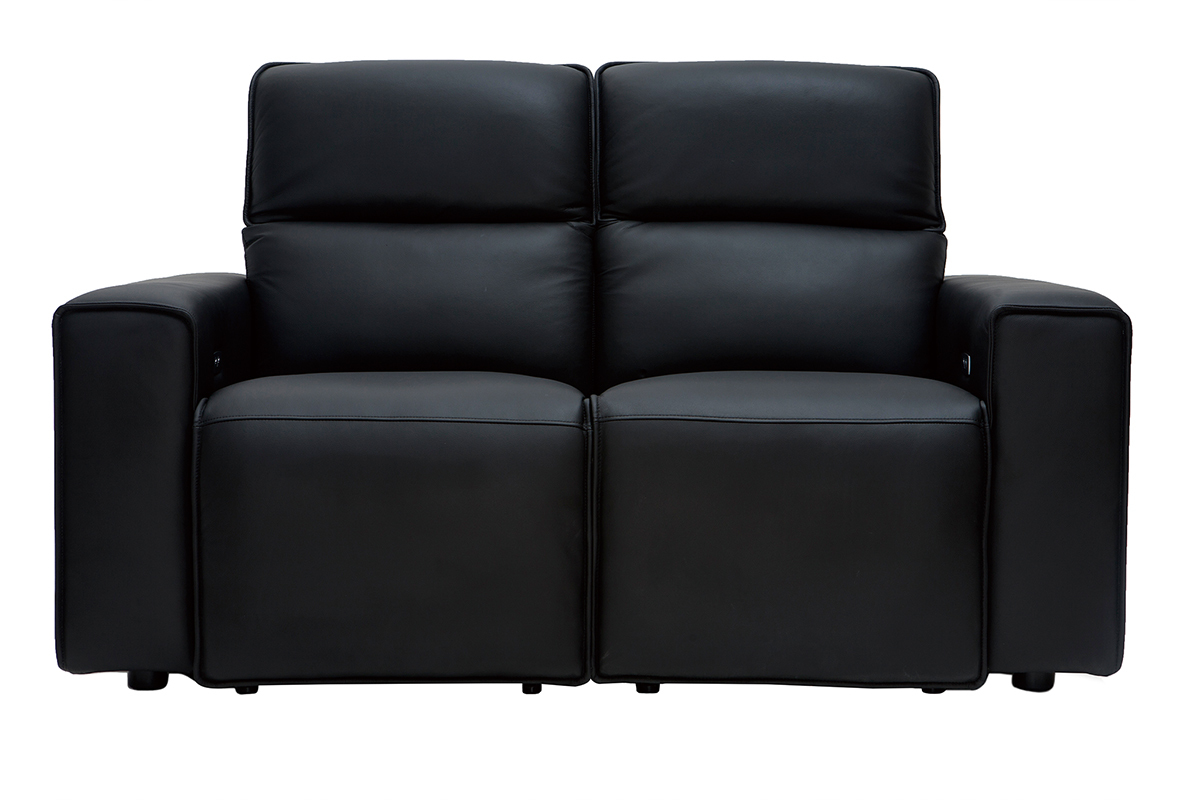 Canap� relax �lectrique en cuir noir avec t�ti�res ajustables RUIZ - cuir de vache