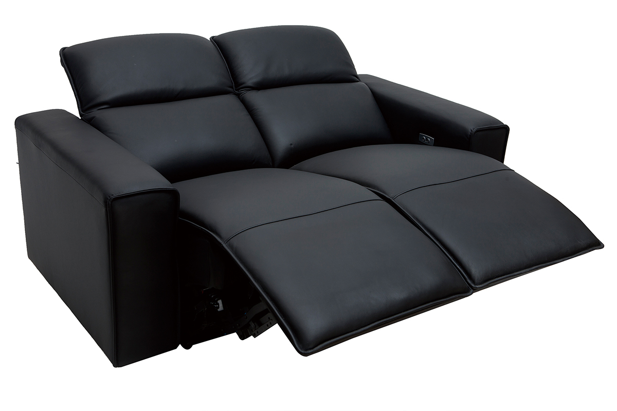 Canap� relax �lectrique en cuir noir avec t�ti�res ajustables RUIZ - cuir de vache