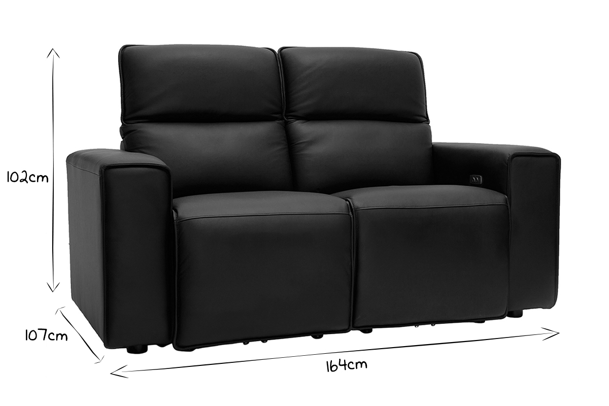 Canap� relax �lectrique en cuir noir avec t�ti�res ajustables RUIZ - cuir de vache