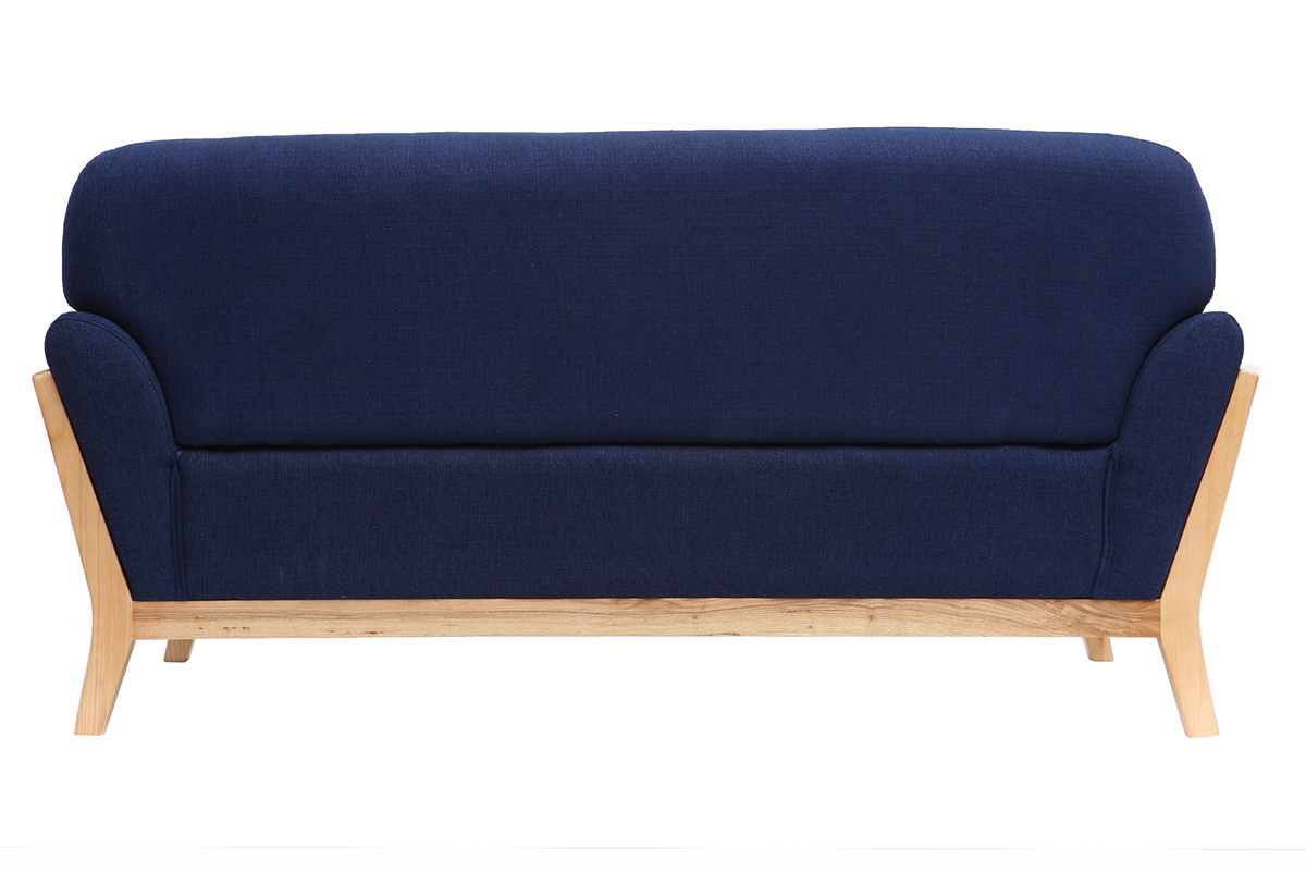 Canap� scandinave 2 places bleu fonc� pieds bois YOKO
