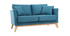 Canap&eacute; scandinave 2 places d&eacute;houssable bleu canard et bois OSLO