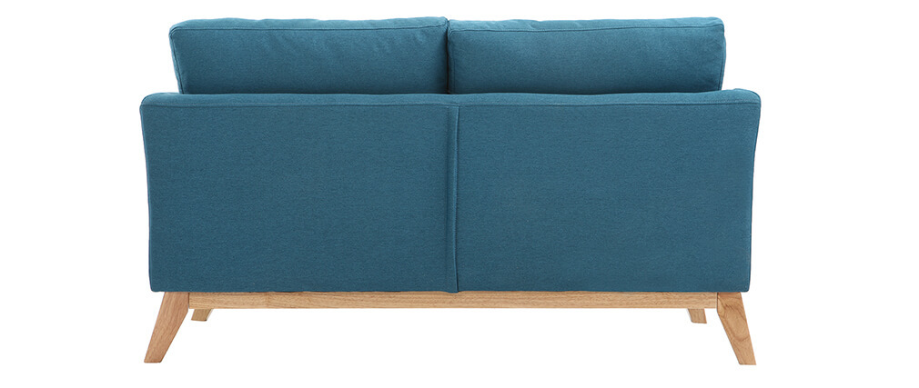 Canap� scandinave 2 places d�houssable bleu canard et bois OSLO