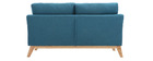 Canap&eacute; scandinave 2 places d&eacute;houssable bleu canard et bois OSLO