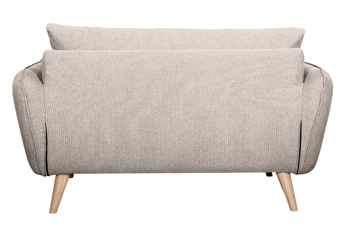 Canap scandinave 2 places en tissu beige et bois clair CREEP