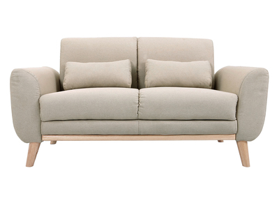 Canapé scandinave 2 places en tissu beige et bois clair EKTOR