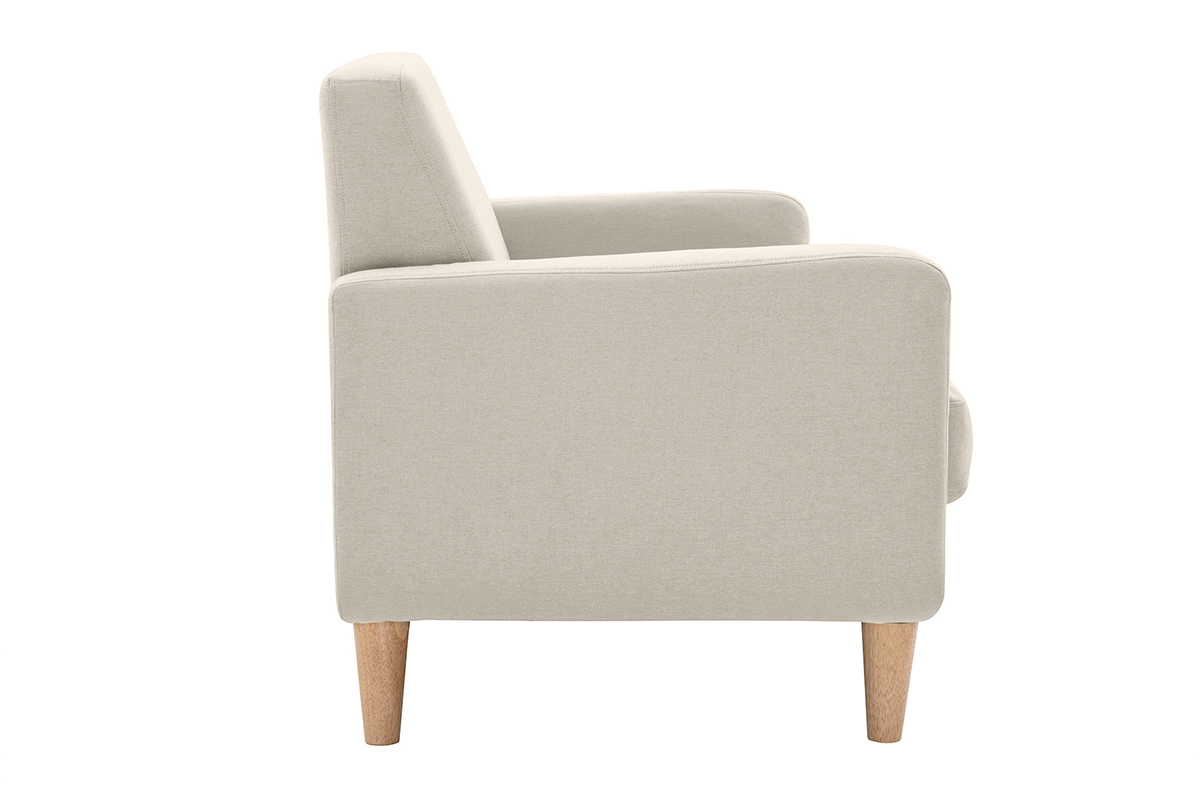 Canapé scandinave 2 places en tissu beige et bois clair LUNA