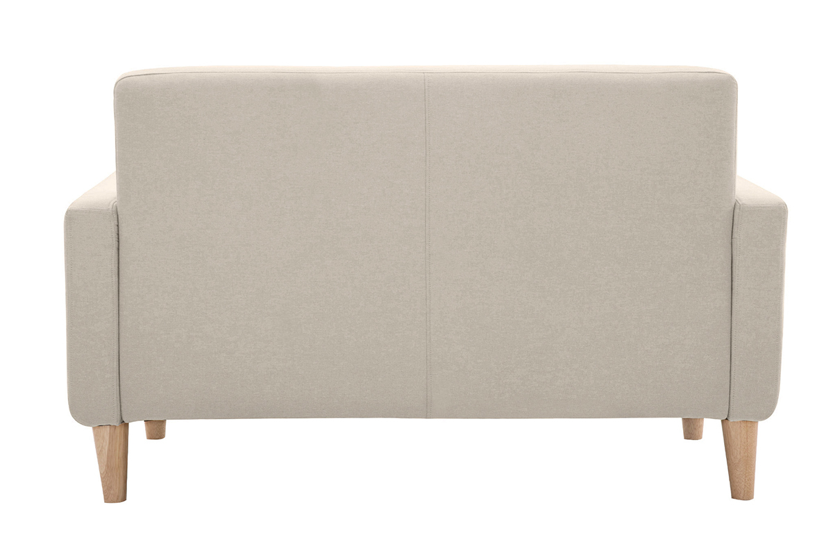 Canapé scandinave 2 places en tissu beige et bois clair LUNA