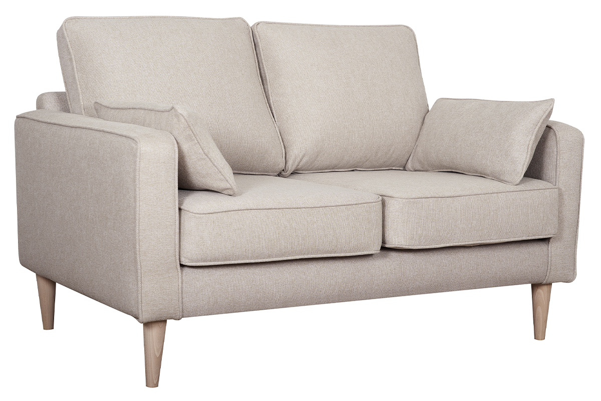 Canap scandinave 2 places en tissu beige et bois clair PAPEL
