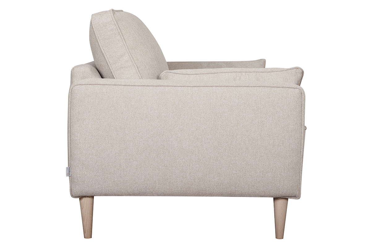 Canap scandinave 2 places en tissu beige et bois clair PAPEL