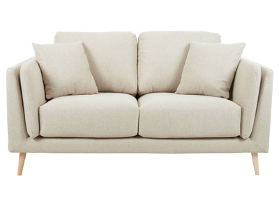 Canapé scandinave 2 places en tissu beige naturel et bois clair VOGUE
