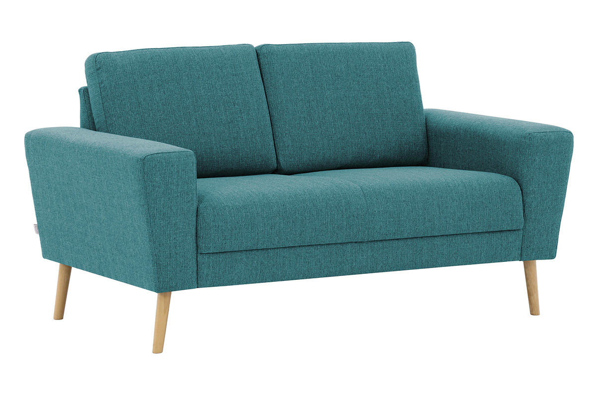 Canap� scandinave 2 places en tissu bleu canard MOCAZ